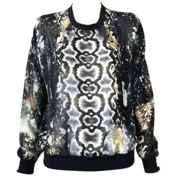 Cabi Snakeskin Sheer Pullover Dressed‎ Up Blouse Phyton #572 Size Medium - Picture 2 of 6